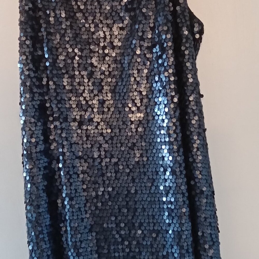 Women's pre-owned Express, sequinned, straps, mini dress, navy blue, medium.